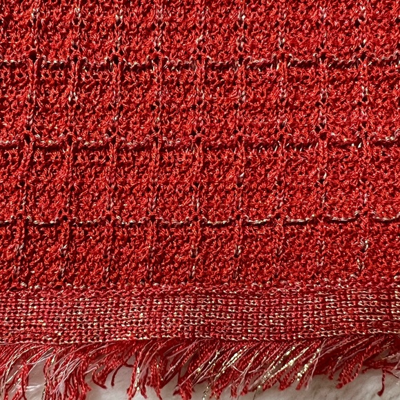 NWT Zara Red Waffle Knit Tweed Top sz L - Picture 5 of 6